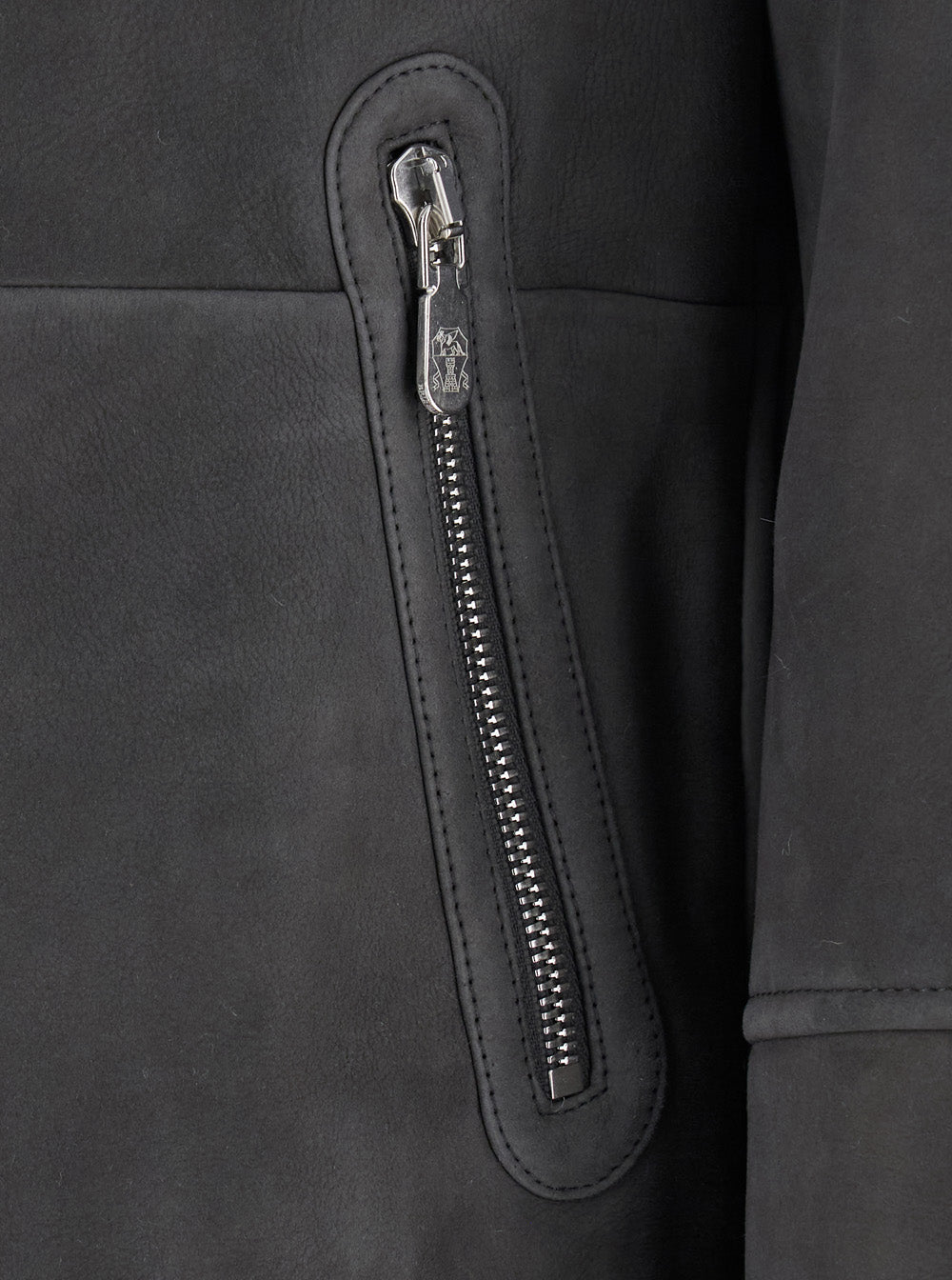 Brunello Cucinelli Men Gray Jacket With High Collar And Fur Lining In Leather For Men BRUNELLO CUCINELLI
