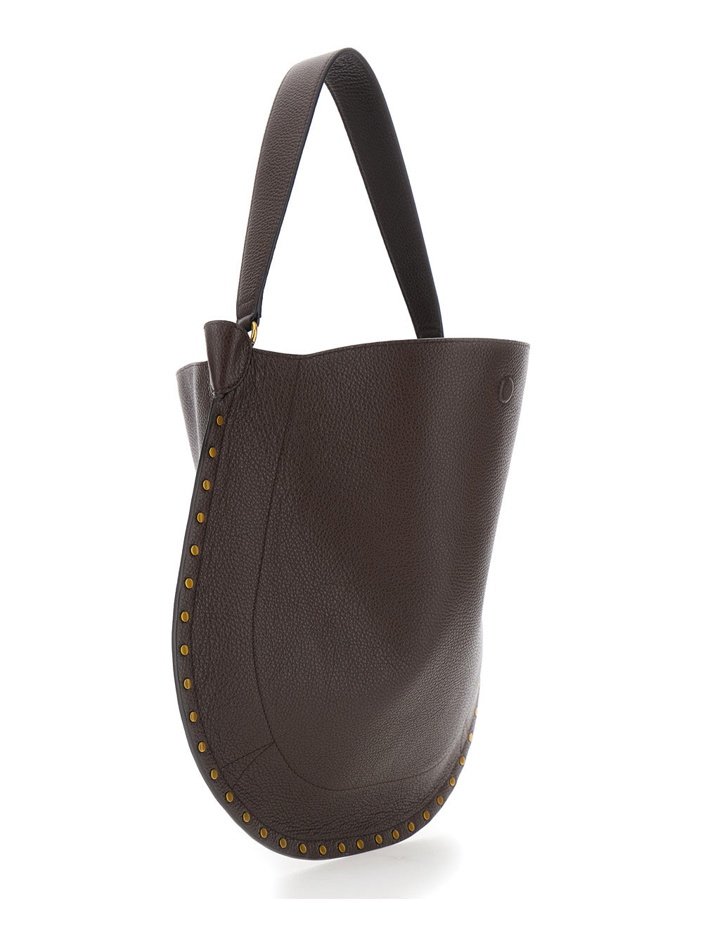 Isabel Marant Women 'Oskan' Brown Shoulder Bag With Top Handle And Studs In Leather For Women ISABEL MARANT