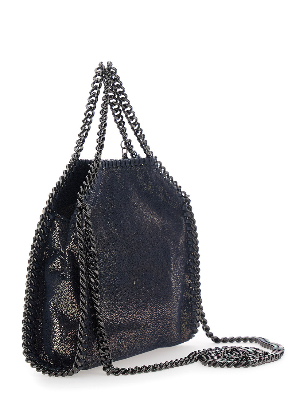 Stella Mccartney Women Falabella Tiny Tote Bag With Dark Ruthenium Chain And Blue Ecoleather STELLA MCCARTNEY