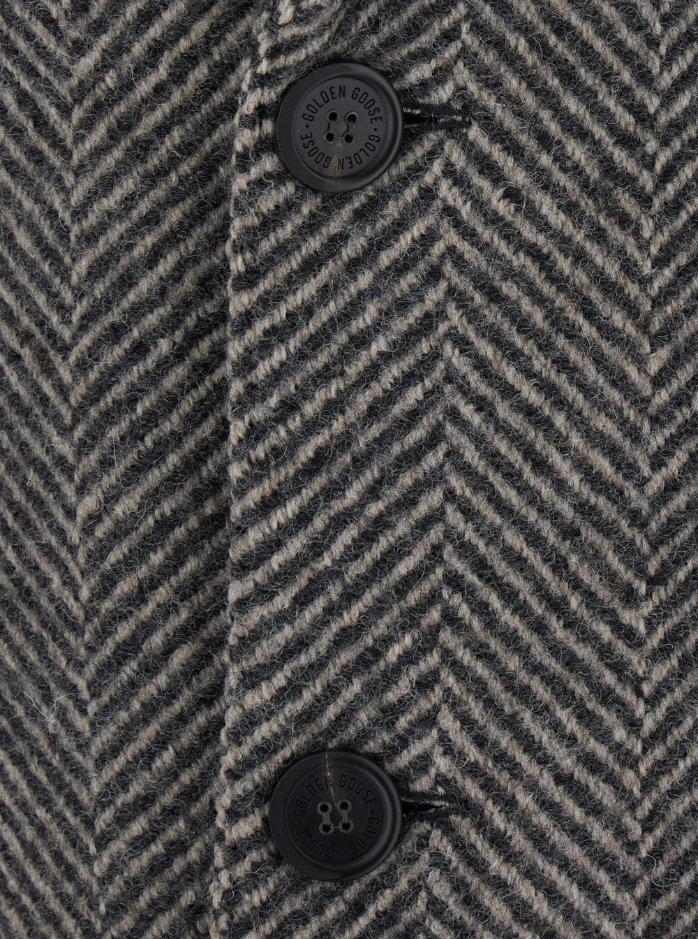 Golden Goose Men Resca Coat With Collar And Long Sleeves In Virgin Wool Green Women GOLDEN GOOSE