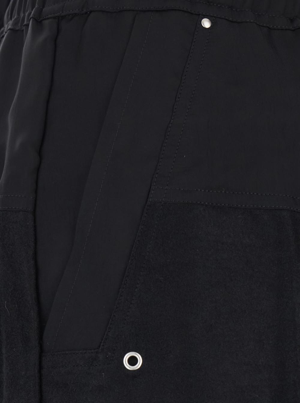 Rick Owens Men Wide Pants With Modern Details And Black Tech Fabric Unisex RICK OWENS