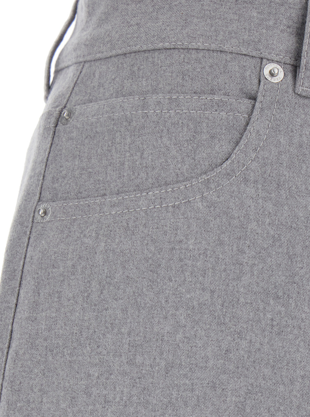 Bottega Veneta Men Grey Pants With Front Closure And Patch Pockets In Wool For Men BOTTEGA VENETA