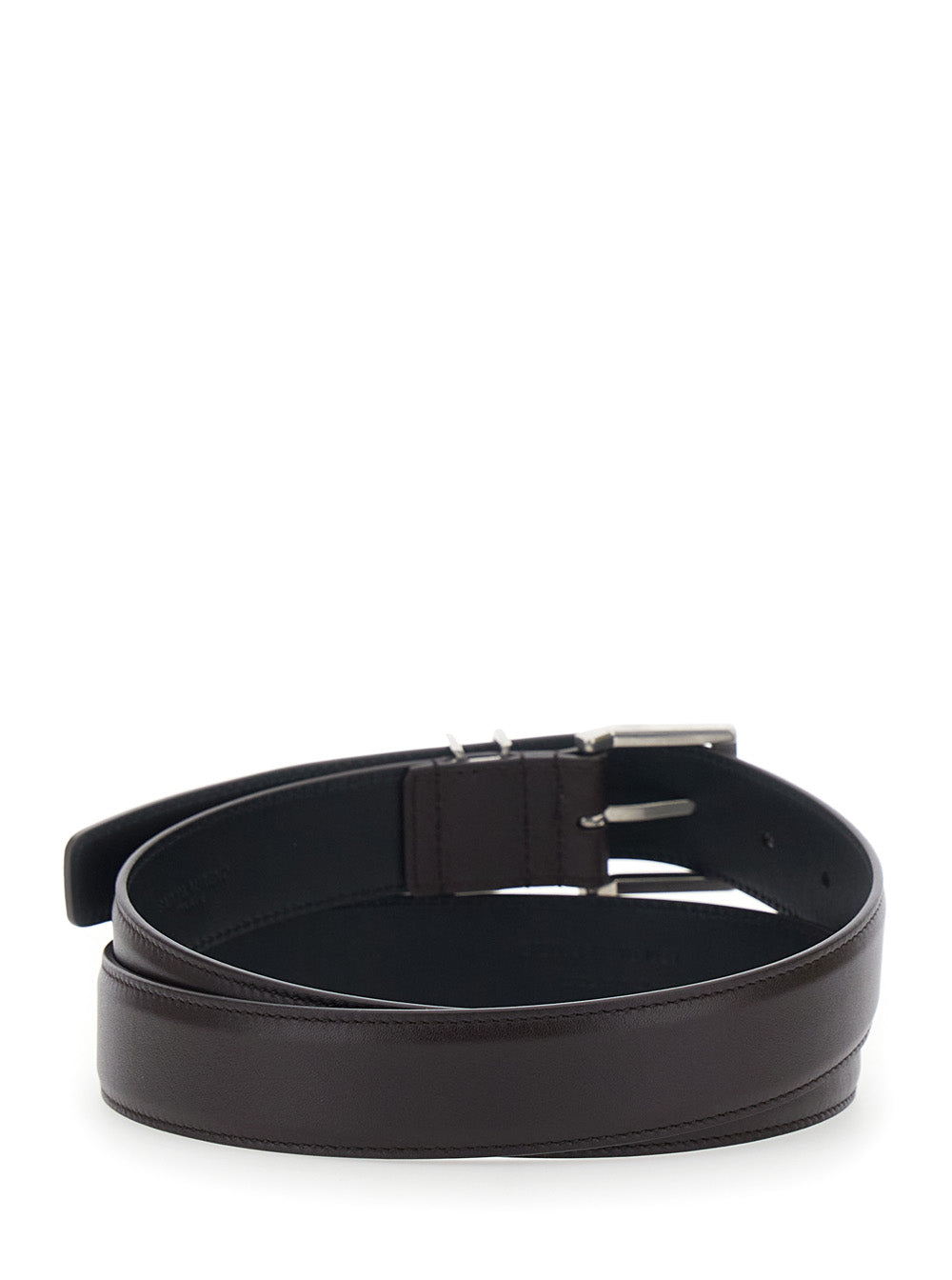 Saint Laurent Men Belt With Cassandre Plate On The Front And Adjustable Buckle In Brown Leather For Men SAINT LAURENT