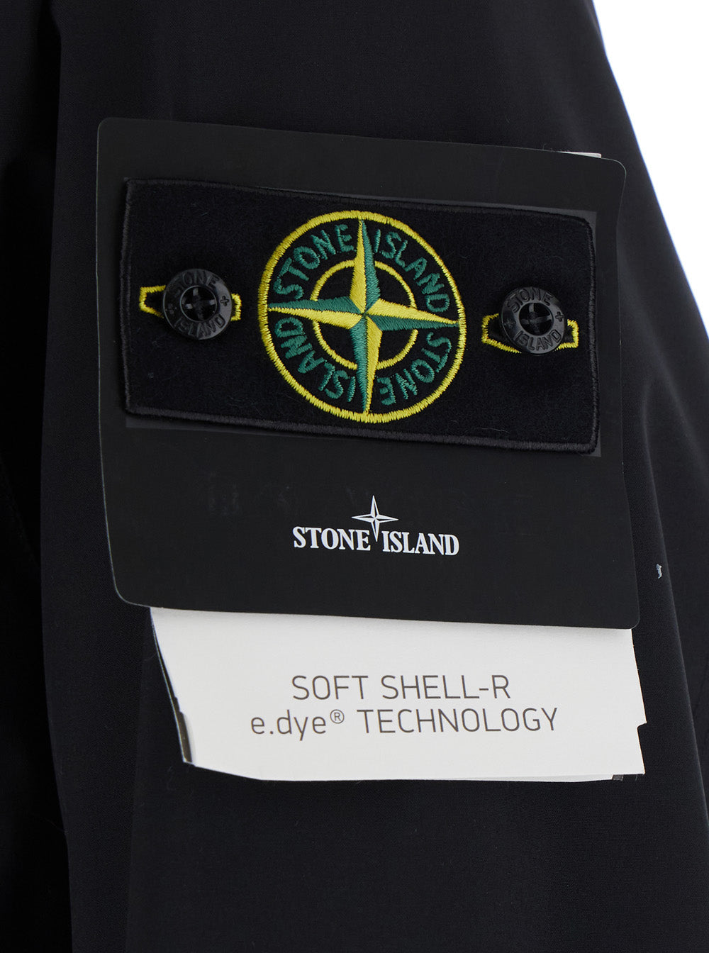 Stone Island Men Black Jacket With Hood And Logo Patch On The Sleeve In Tech Fabric For Men STONE ISLAND