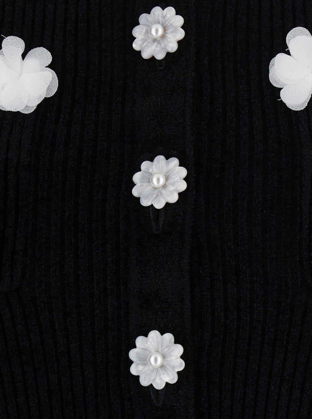 Self-Portrait Women Dress Mini With Floral Trims And Round Neckline In Chenille, Black, Woman SELF-PORTRAIT