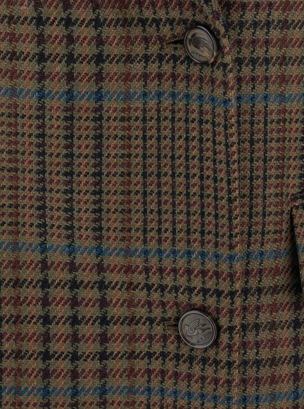 Etro Women Brown Double-Breasted Coat With Peak Revers And Check Motif In Wool For Women ETRO