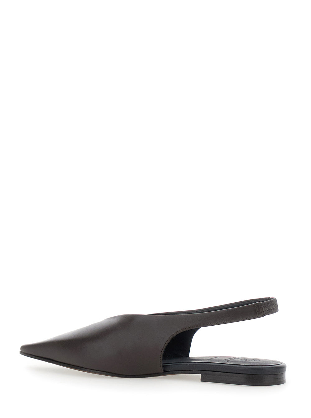 Brunello Cucinelli Women Brown Slingback Ballet Shoes With Square Toe In Leather For Women BRUNELLO CUCINELLI
