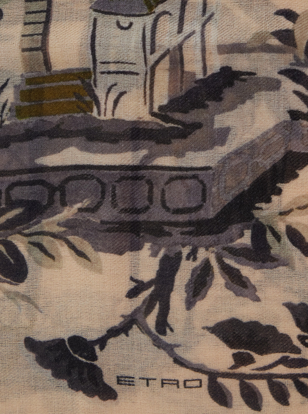 Etro Women 'Boheme' Beige Scarf With Logo Lettering And All-Over Print In Cotton And Modal For Women ETRO