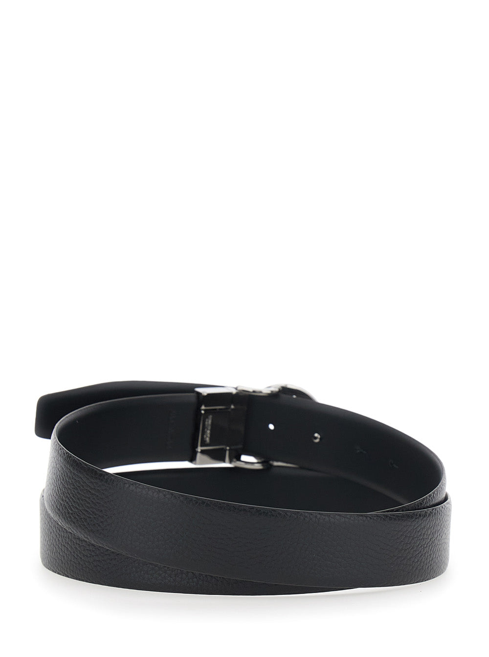 Giorgio Armani Men Reversible Belt With Ga Logo In Leather And Black Tech Fabric For Men GIORGIO ARMANI
