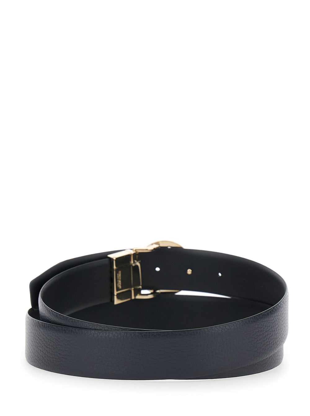 Giorgio Armani Men Reversible Belt With Ga Logo In Blue Leather Unisex GIORGIO ARMANI
