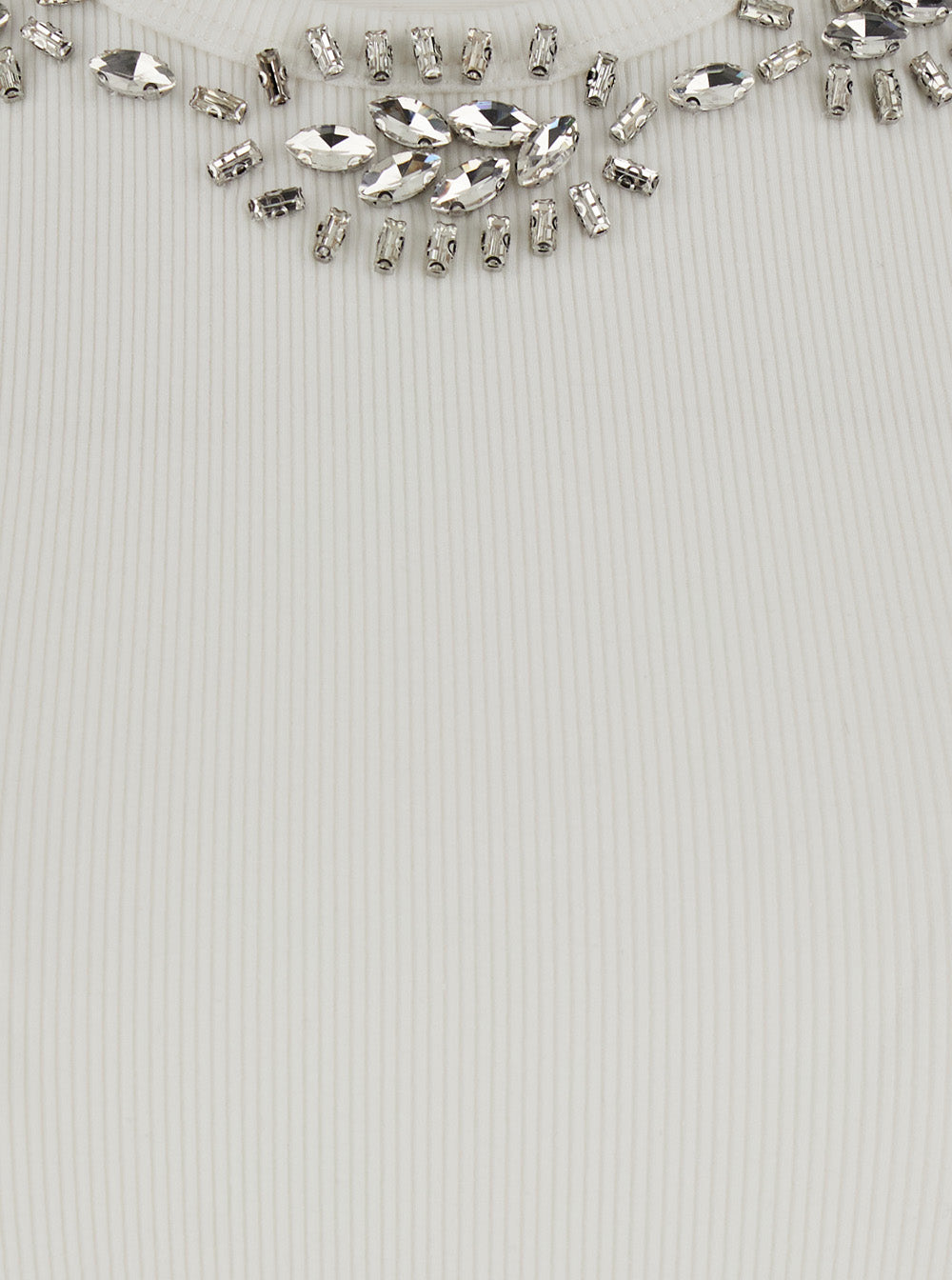 Leplain Women Ribbed Top Embroidery With Embroidered Details And Cotton And Spandex White Women LEPLAIN