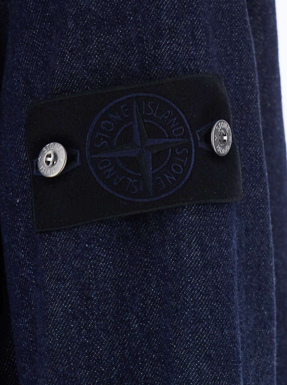 Stone Island Men Denim Shirt With Classic Collar And Long Sleeves, In Cotton, Blue, Men STONE ISLAND