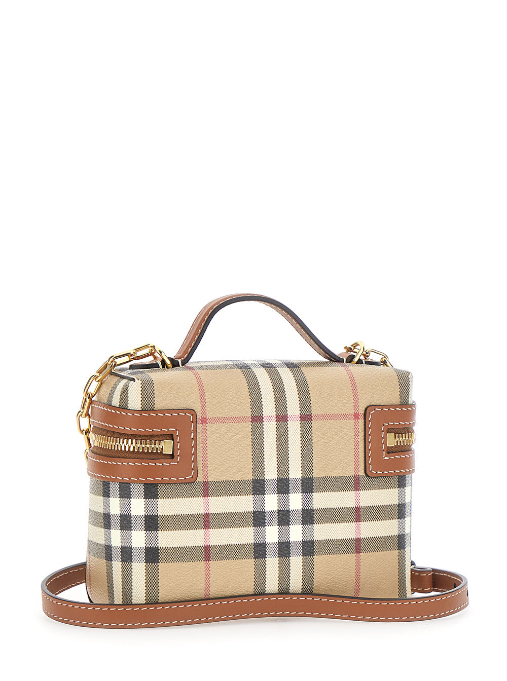 Burberry Women Beige Crossbody Bag With Adjustable And Removable Shoulder Strap And Check All-Over Motif In Fabric For Women BURBERRY