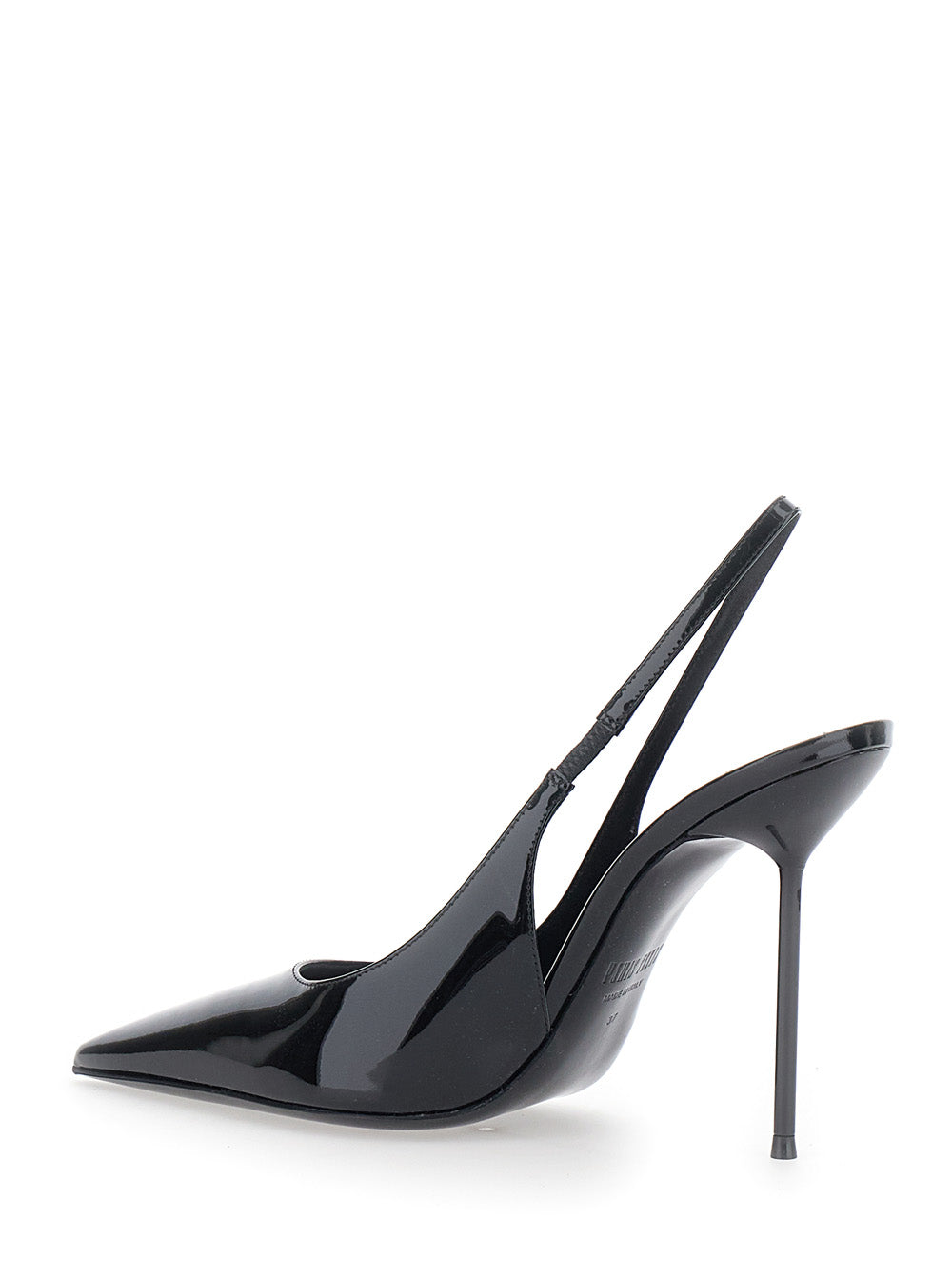 Paris Texas Women 'Lidia' Black Slingback Pumps With High Stiletto Heel And Elasticized Strap In Patent Leather For Women PARIS TEXAS