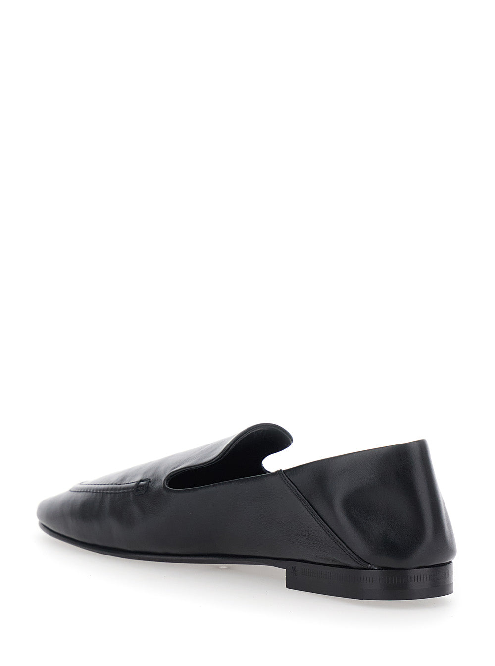 Saint Laurent Women 'Alain' Black Loafers With Metal Ysl Logo Plaque In Leather For Women SAINT LAURENT