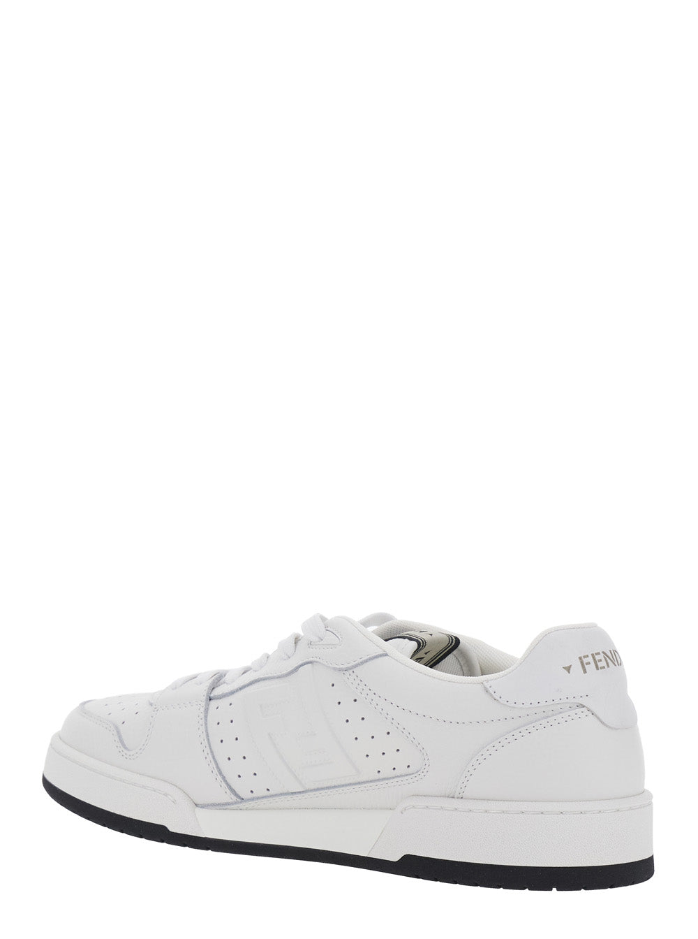 Fendi Men 'Match' White Sneaker With Patch Logo On The Tongue And Lateral Ff Logo In Suede For Men FENDI