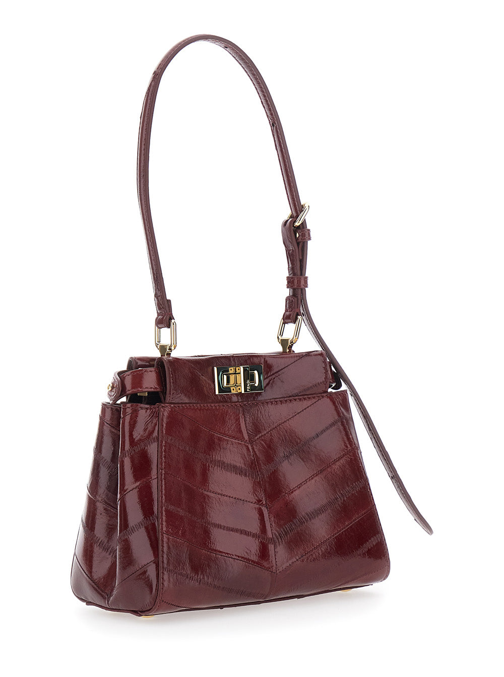 Fendi Women 'My Pekaboo Xs' Bordeaux Handbag With Turn-Lock Closure In Quilted Leather For Women FENDI