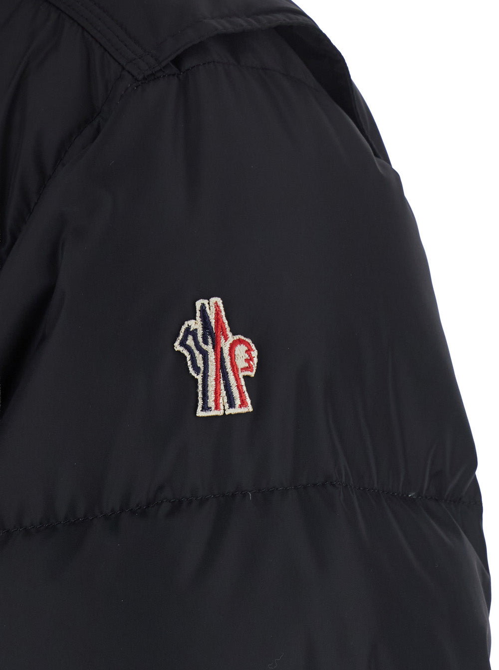 Moncler Grenoble Men 'Kasanka' Black Down Jacket With Hood With Drawstring And Logo Patch On The Sleeve In Tech Fabric Men MONCLER GRENOBLE