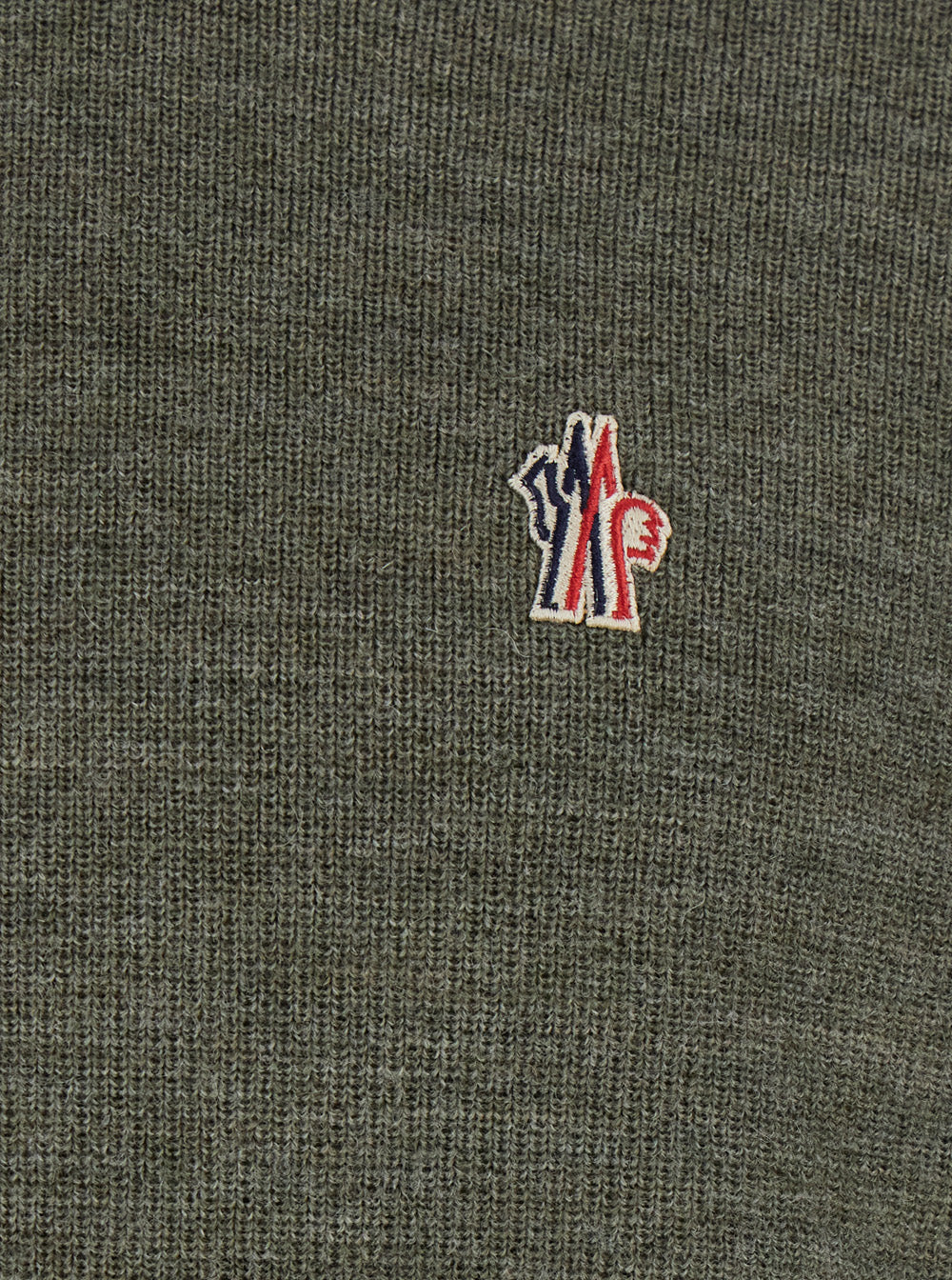 Moncler Grenoble Men Green Crewneck Sweater With Logo Patch On The Front In Wool Men MONCLER GRENOBLE