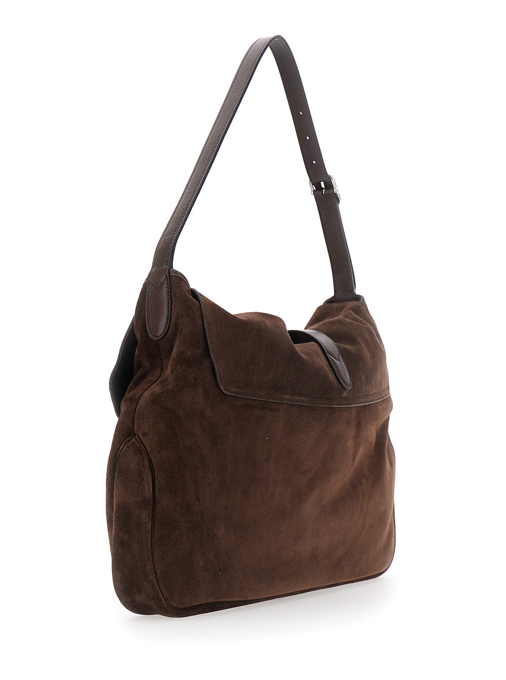 Gucci Men 'Jackey Flap' Brown Shoulder Bag With Adjustable Shoulder Strap And Piston Closure In Suede For Men GUCCI