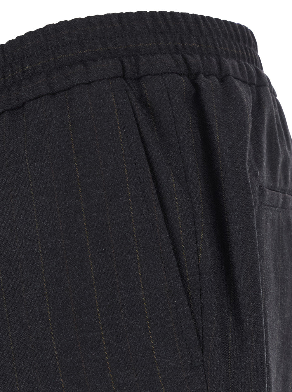 Ami Paris Men Grey Pants With Elasticated Waist And All-Over Striped Motif In Cotton For Men AMI PARIS