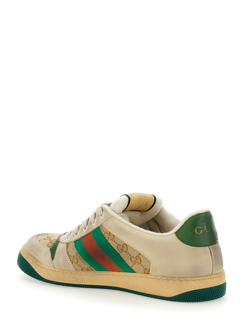 Gucci Men Sneaker 'Screener' With Web Detail On The Side In Gg Supreme Canvas And Multicolor Leather For Men GUCCI