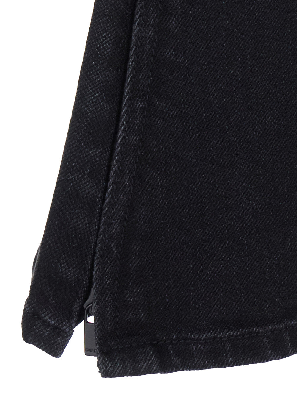 Gucci Women Black Slim Jeans With Logo Patch On The Back And Zip Details On The Edges In Denim For Women GUCCI