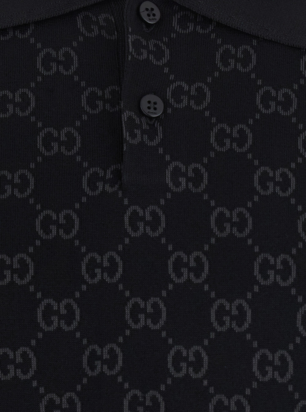 Gucci Men Black Sweater With Polo Shirt Collar And Allover Gg Motif In Viscose Blend Men GUCCI