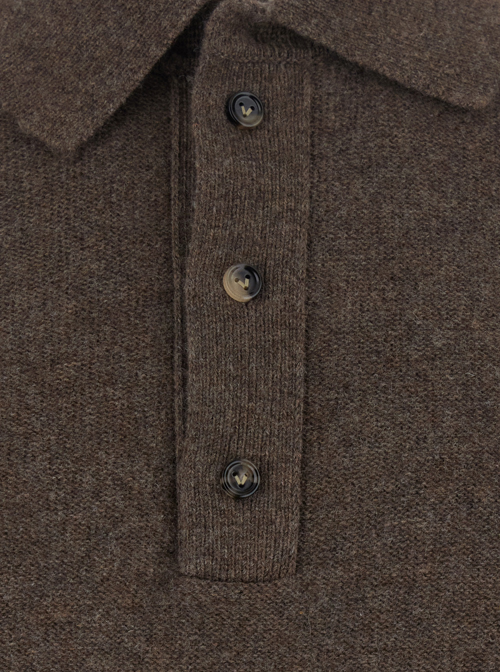 Bottega Veneta Men Brown Sweater With Classic Polo Shirt Collar And Ribbed Trims In Cashmere For Men