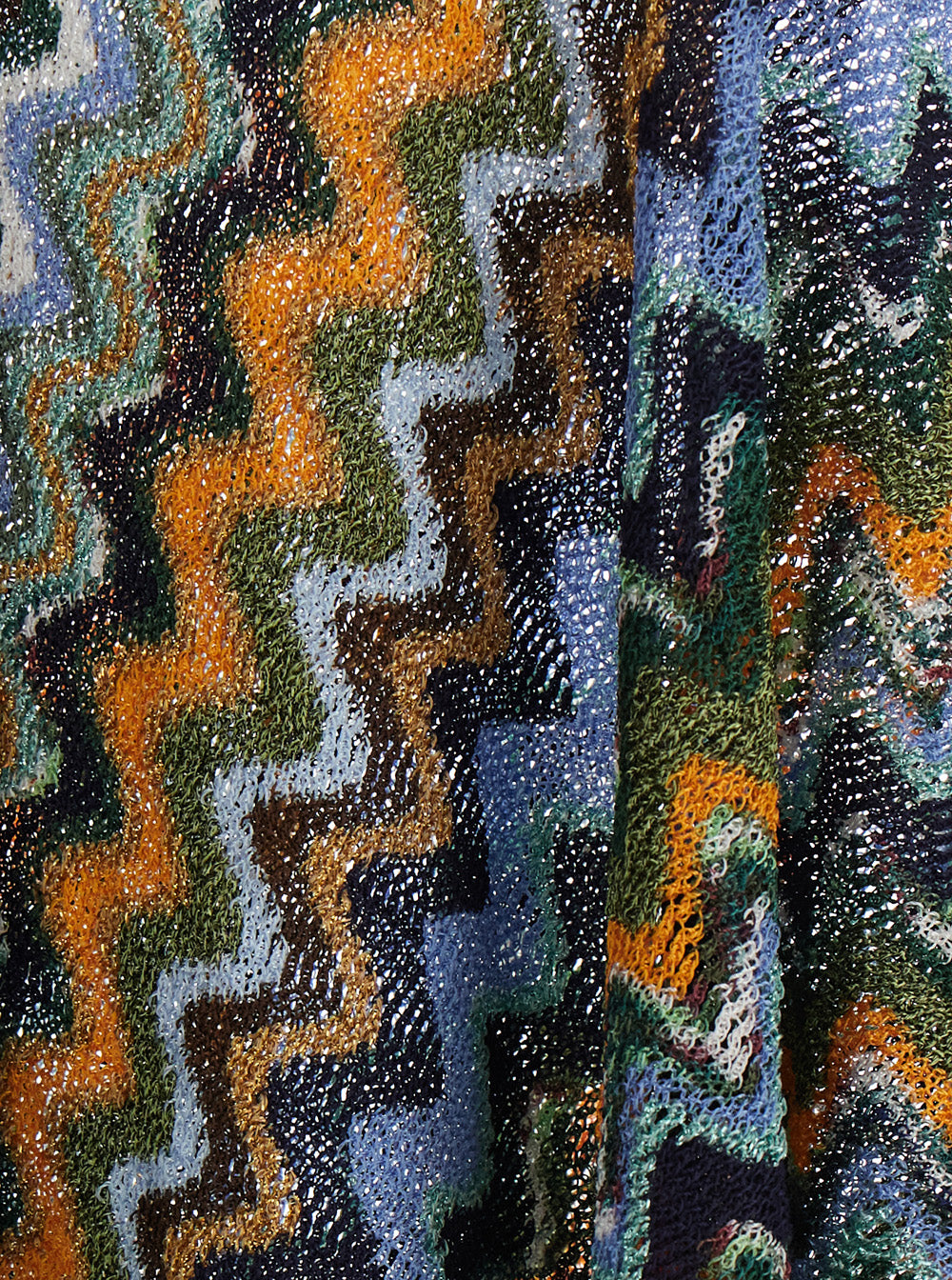 Missoni Women Green Cape With Fringed Hem And Zigzag All-Over Motif In Viscose Blend For Women MISSONI