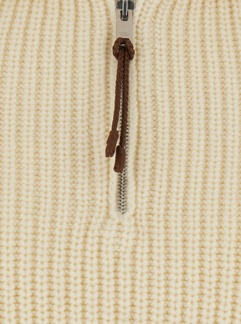 Bottega Veneta Women White Cropped Sweater With Front Half-Zip Closure And Intreccio Cord Zipper Pull In Wool For Women BOTTEGA VENETA