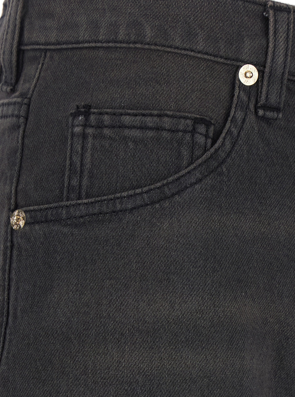Blumarine Women Black Jeans With Logo Patch On The Back And Layered Design In Denim For Women BLUMARINE