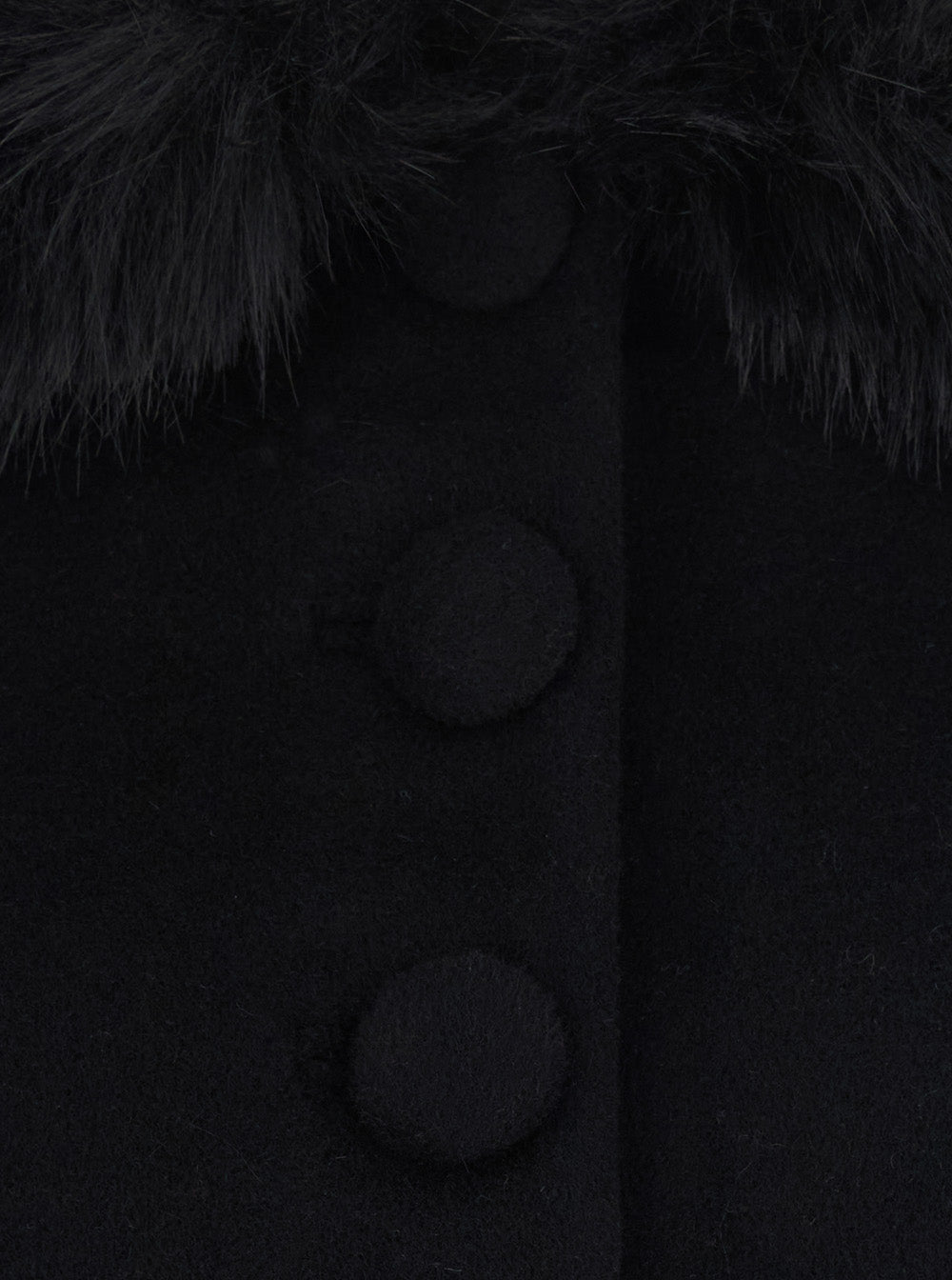 Self-Portrait Women Black Jacket With Fur Cuffs And Notched Collar, In Wool, Black, Women SELF-PORTRAIT