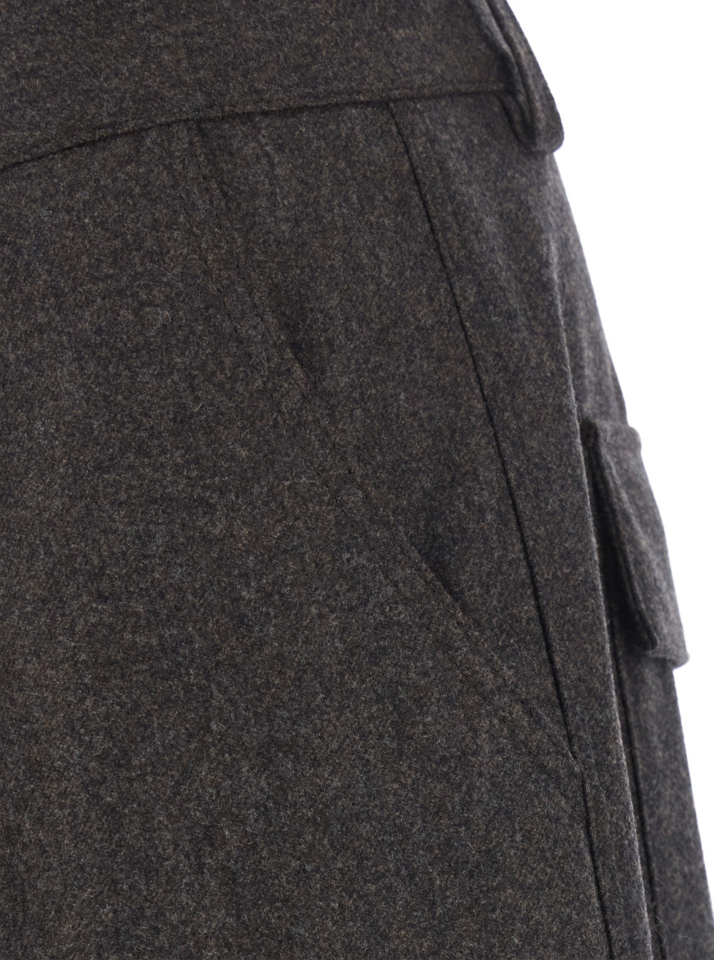 Brunello Cucinelli Men Brown Pants With Cargo Pockets And Belt Loops In Virgin Wool Men BRUNELLO CUCINELLI