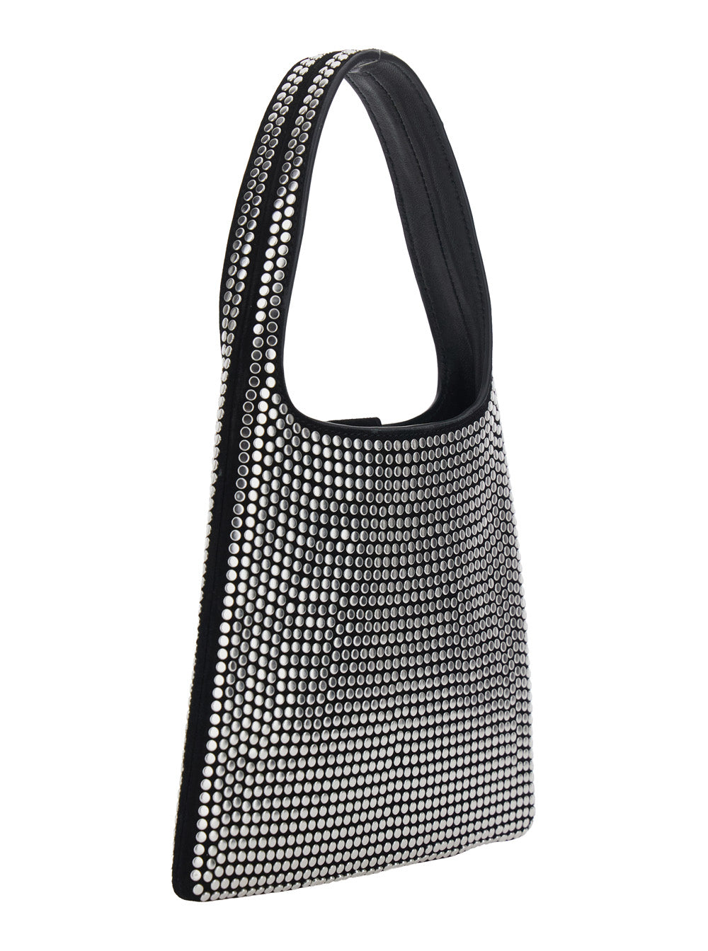 Alaia Women Black Shoulder Bag With All-Over Studs And Front Magnetic Closure In Leather For Women ALAIA