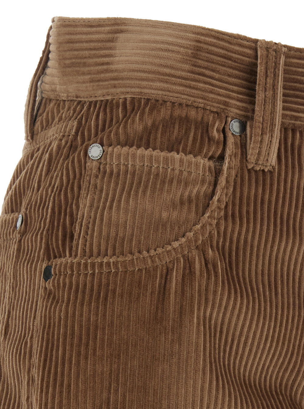 Brunello Cucinelli Women Brown Pants With Monile On The Belt Loop In Corduroy For Women BRUNELLO CUCINELLI