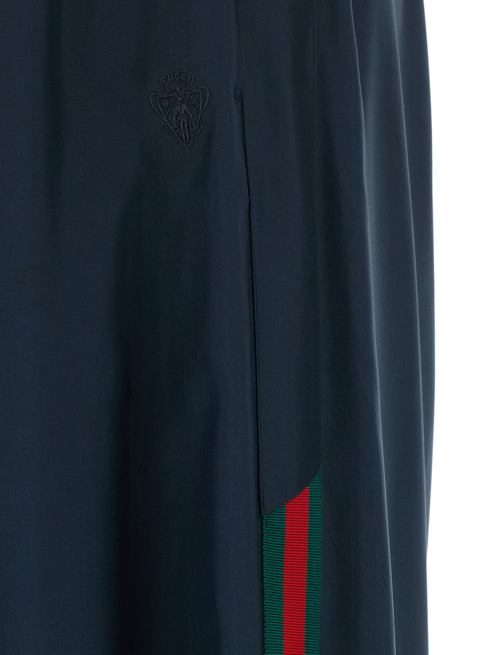 Gucci Women Blue Pants With Elasticized Waist And Web Ribbon On The Side In Silk For Women GUCCI