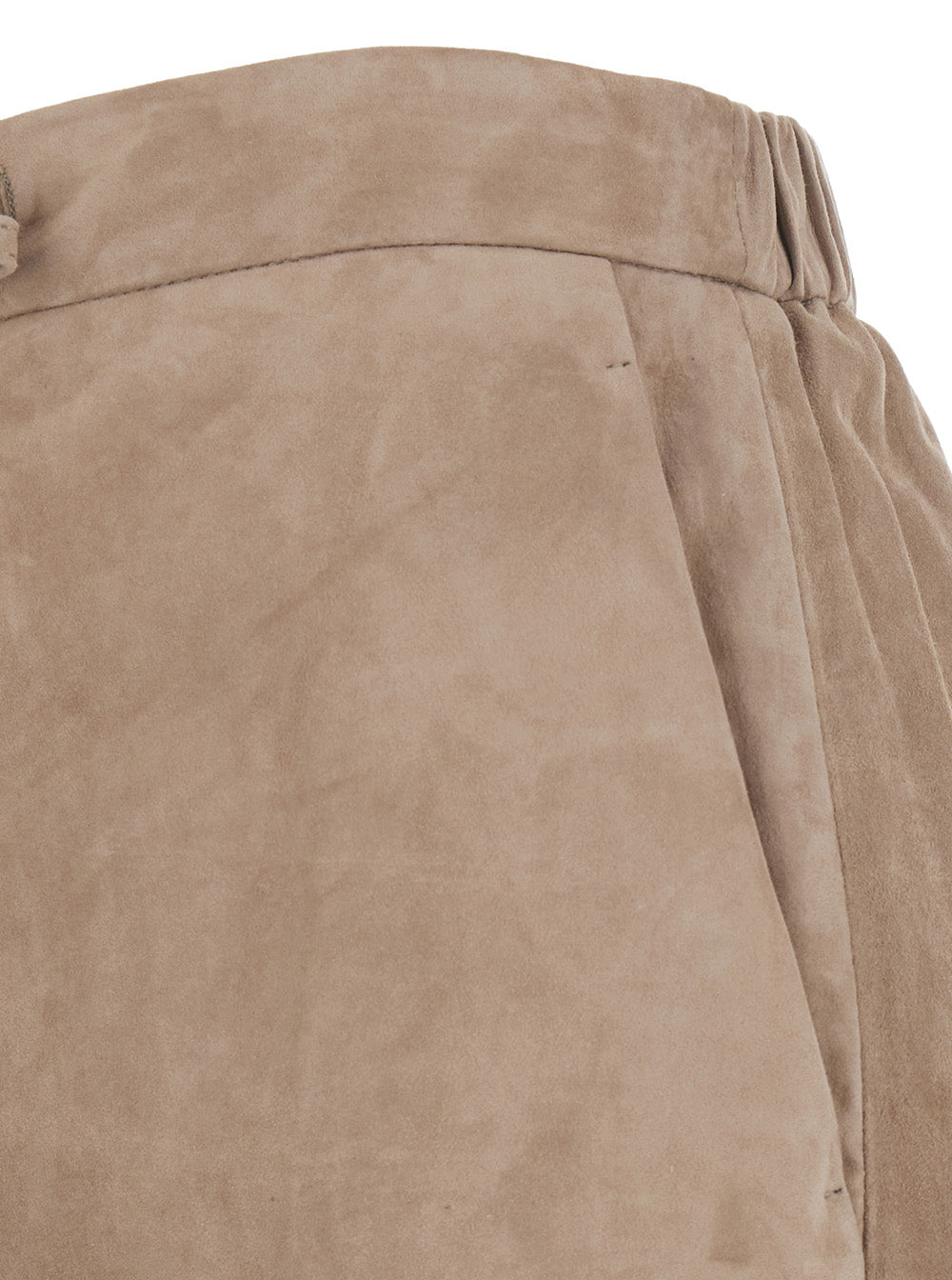 'S Maxmara Women 'Tempio' Beige Pants With Elasticated Back Waistband And Wide Leg In Suede For Women S MAX MARA