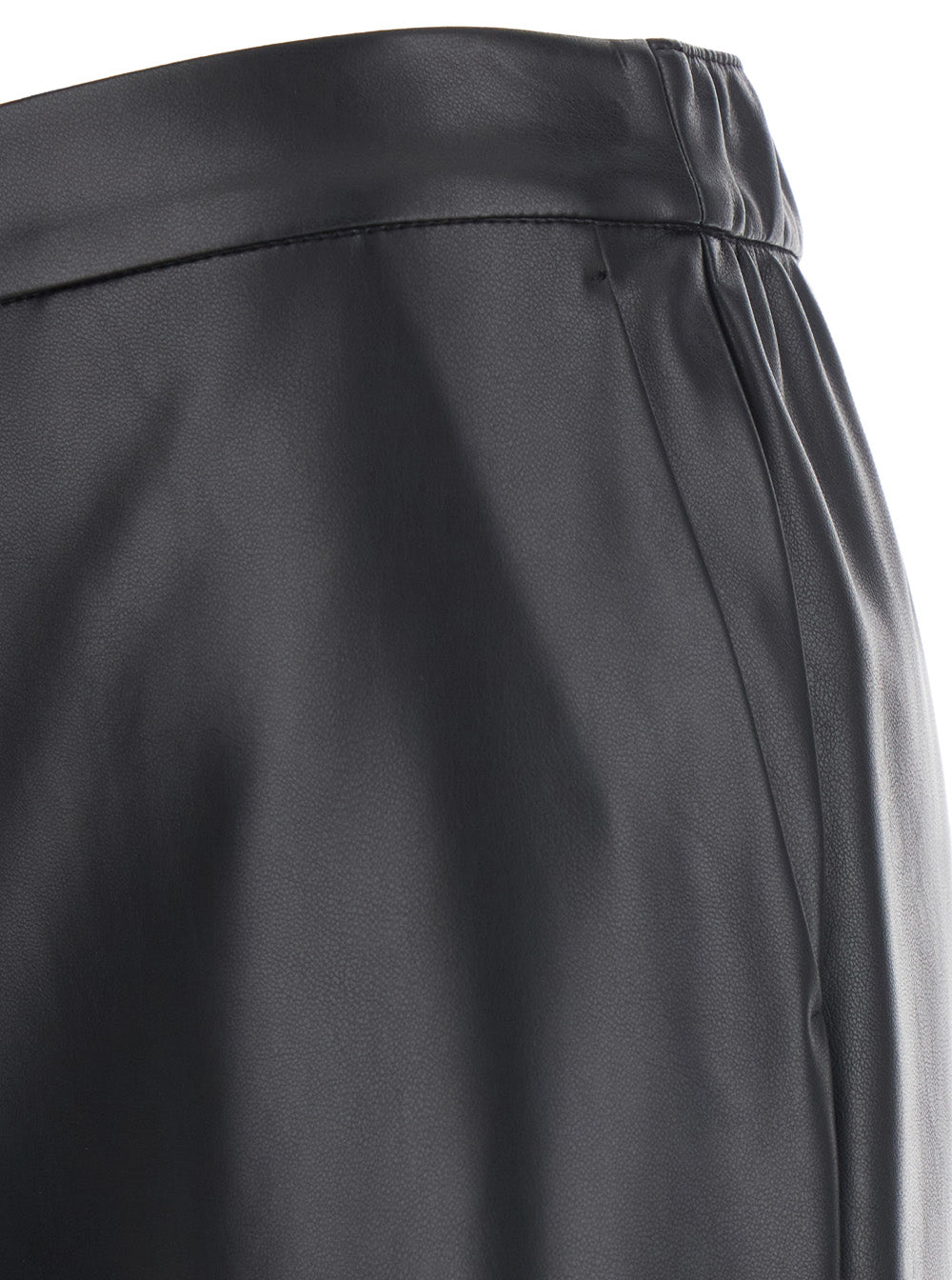 'S Maxmara Women 'Amati' Black Pants With Elasticated Waist And Ankle-Length Crop Design In Eco Leather For Women S MAX MARA