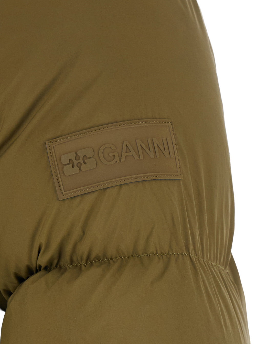 Ganni Women Puffer Green With Quilted Details In Tech Fabric Women GANNI
