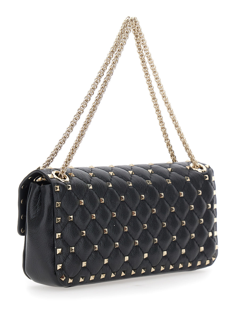 Valentino Garavani Women Small Shoulder Bag | Rockstud Spike | Capretto Lucido Soft/Platinum Studs VALENTINO GARAVANI