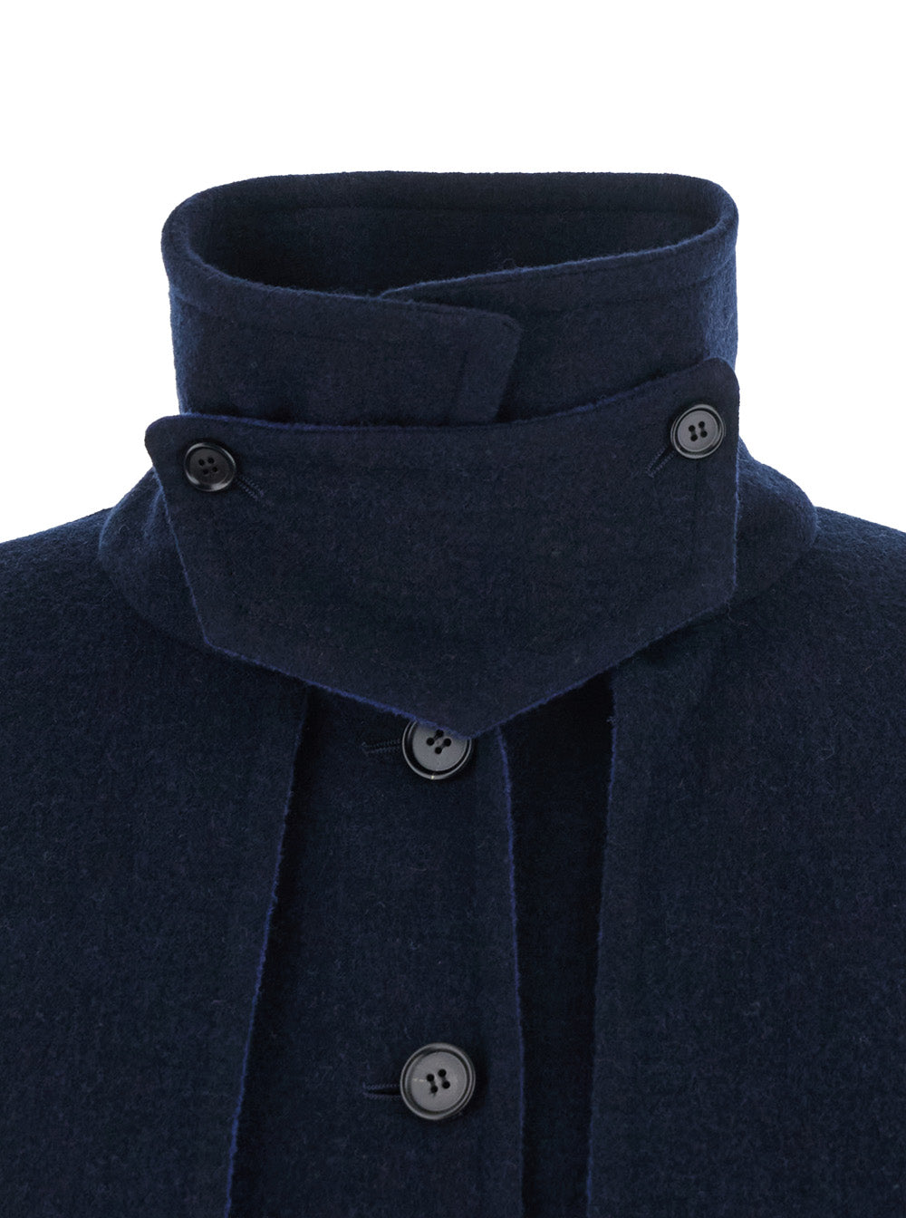Chloé Women Blue Cape With High Neck With Buttons And Draping In Stretch Wool For Women CHLOE