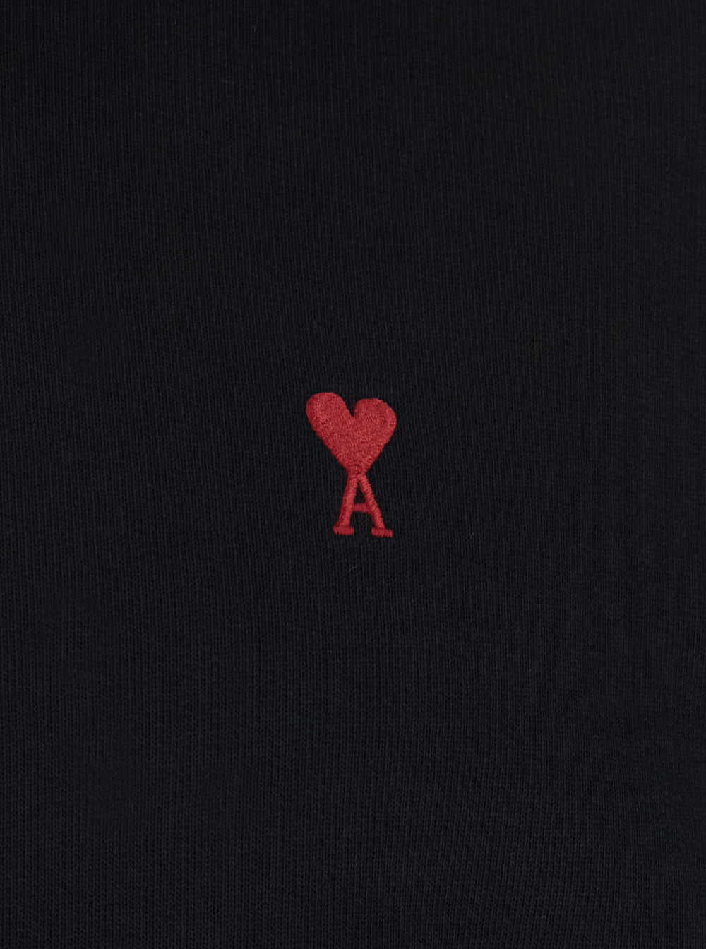 Ami Paris Men Hoodie With Red Ami De Coeur Logo, Cotton, Black, Unisex AMI PARIS