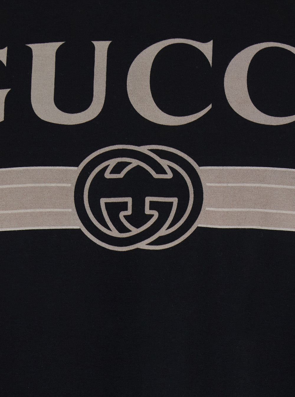 Gucci Men Black Crew Neck T-Shirt With Maxi Logo On The Front In Cotton For Men GUCCI