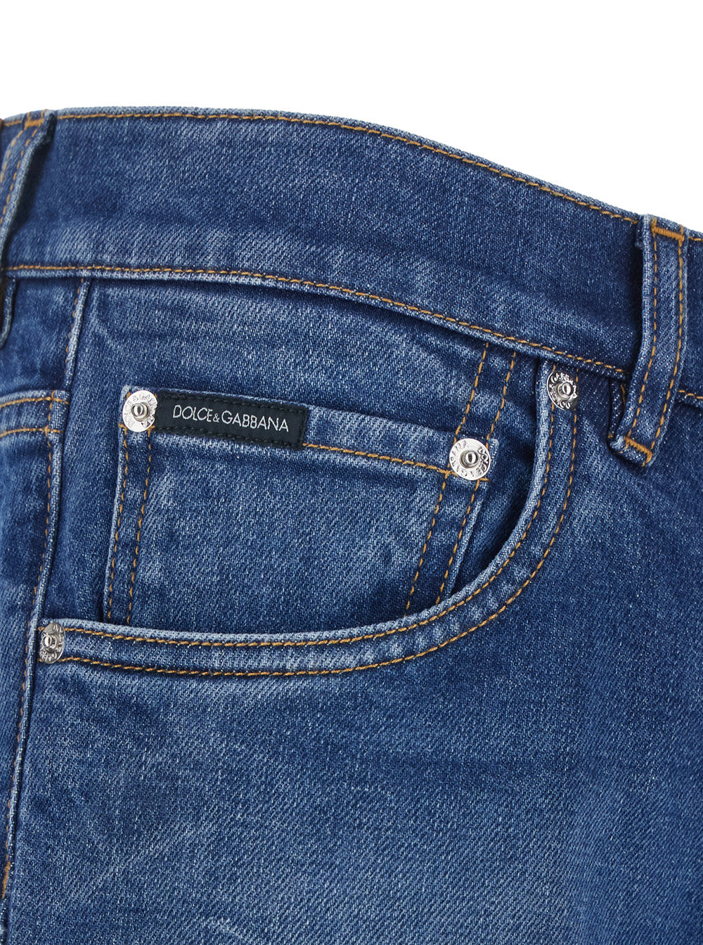 Dolce & Gabbana Men Blue Slim Jeans With Logo Patch On The Back In Denim Man DOLCE & GABBANA