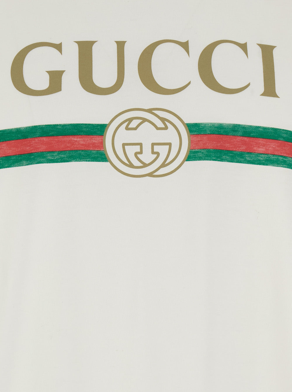 Gucci Men White T-Shirt 'Logo Fake' With Logo Print On The Front In Cotton For Women GUCCI