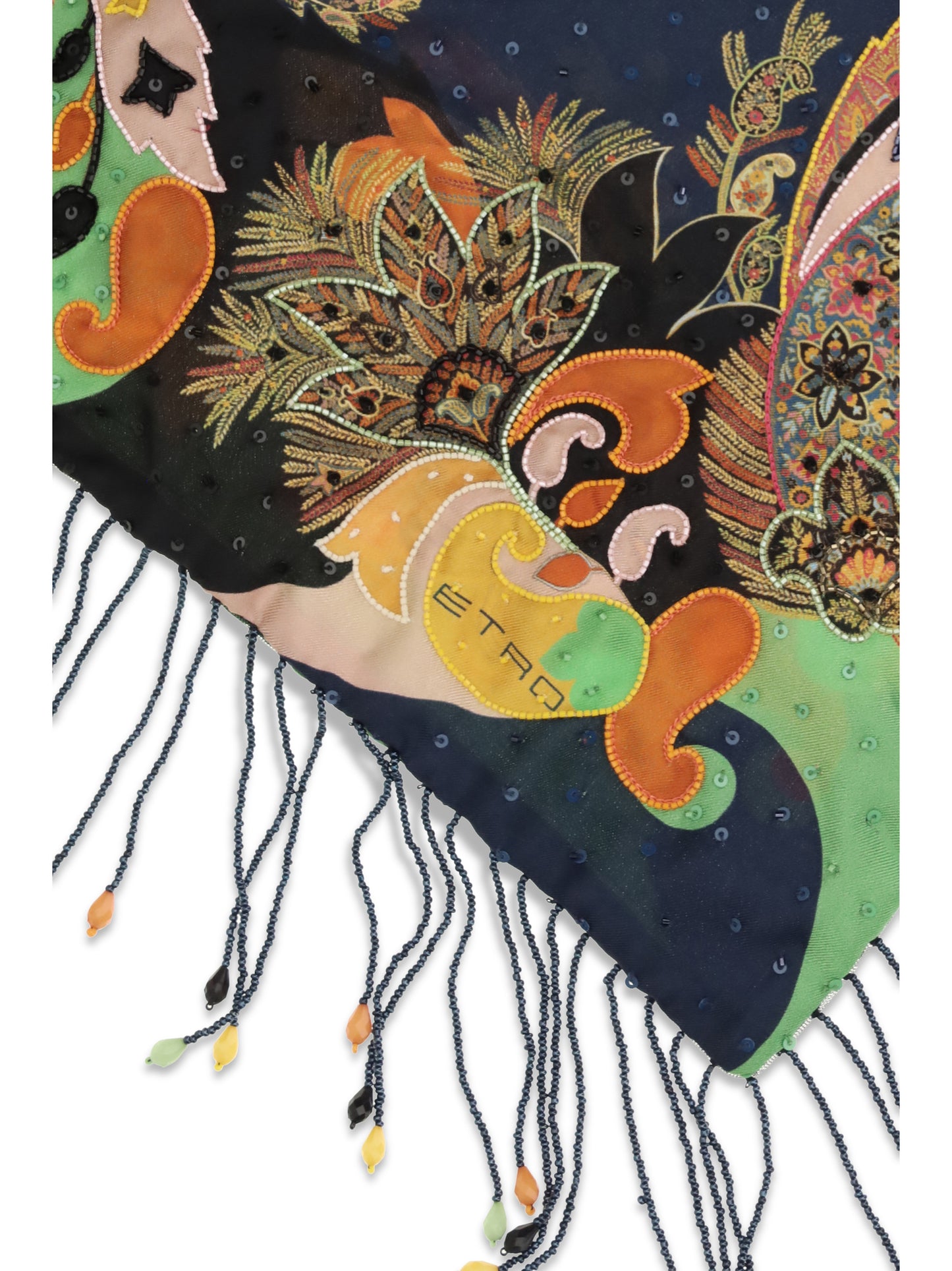 Etro Women Scarf In Pure Silk With Fringes And Beaded ETRO