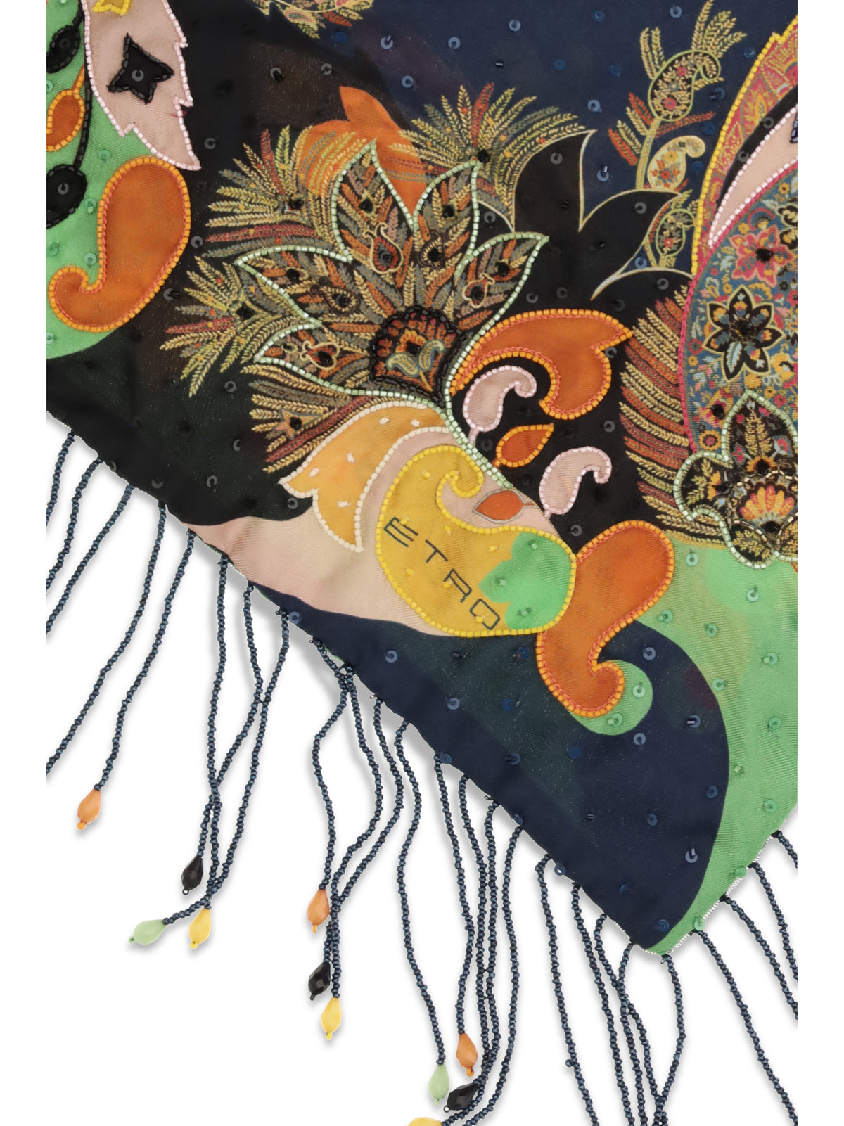 Etro Women Scarf In Pure Silk With Fringes And Beaded ETRO