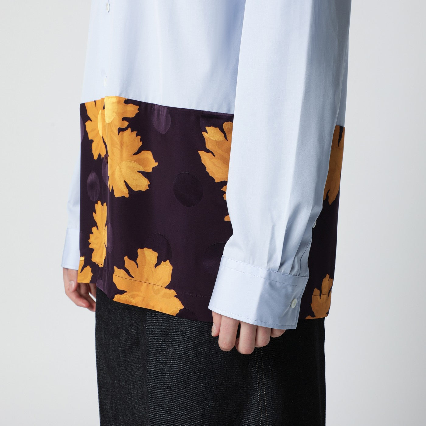 Dries Van Noten Light Blue Shirt With Floral Insert Men DRIES VAN NOTEN