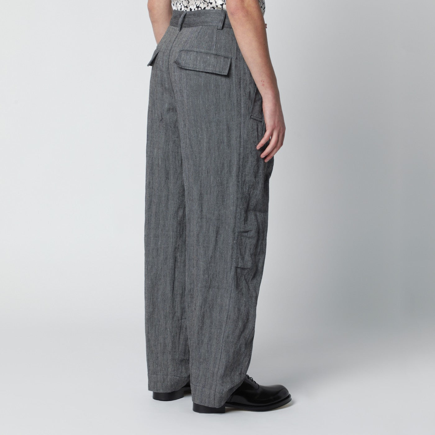Dries Van Noten Black Herringbone Trousers Men DRIES VAN NOTEN